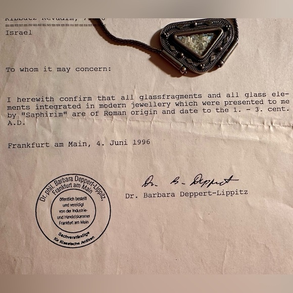 Ancient Roman / Israel necklace 925 Certified with paperwork 2000 years old! - Picture 5 of 8